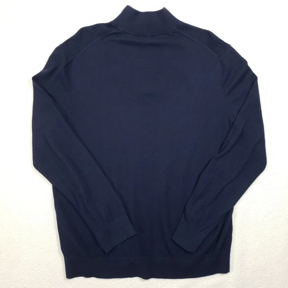 Banana Republic Sweater Mens XL Navy Blue Cotton Cashmere Quarter Zip Pullover
